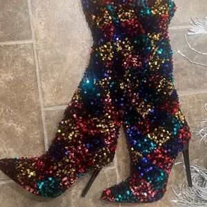 AKIRA AZALEA WANG JIMENA MULTI SEQUIN EMBELLISHED BOOT Size 88